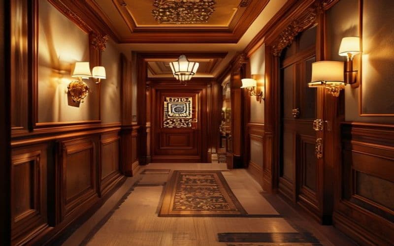 QR code in hotel corridor